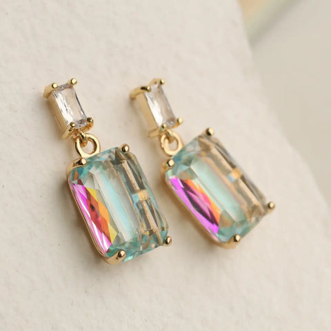 Silk Purse, Sow's Ear - Rainbow Baguette Earrings