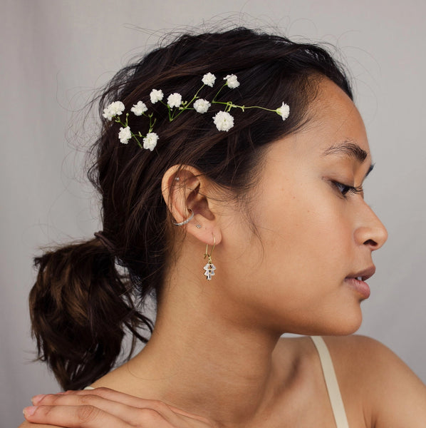 Silk Purse, Sow's Ear Art Deco Crystal Chrysler Baguette Earrings in Ear