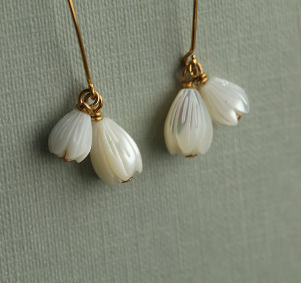 Silk Purse, Sow's Ear Art Deco Pearl Snowdrop Earrings Close