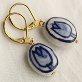 Silk Purse, Sow's Ear Blue Delft Tulip Earrings