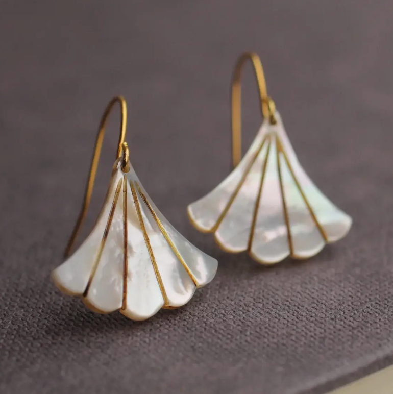 Silk Purse, Sow's Ear Mother of Pearl Art Deco Earrings