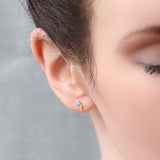 Silk Purse, Sow's Ear Opal Lotus Petal Stud Earrings in Ear