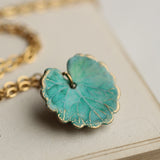 Silk Purse, Sow's Ear Turquoise Leaf Necklace close