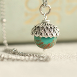 Silk Purse, Sow's Ear Turquoise Silver Acorn Necklace