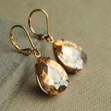 Silk Purse, Sow's Ear Vintage Champagne Teardrop Earrings close