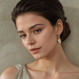 Silk Purse, Sow's Ear Vintage Champagne Teardrop Earrings in ear