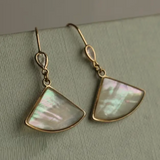 Silk Purse, Sows Ear Abalone Pearl Fan Earrings