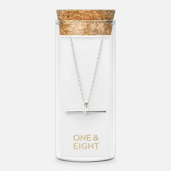 One & Eight Silver T-Bar Necklace