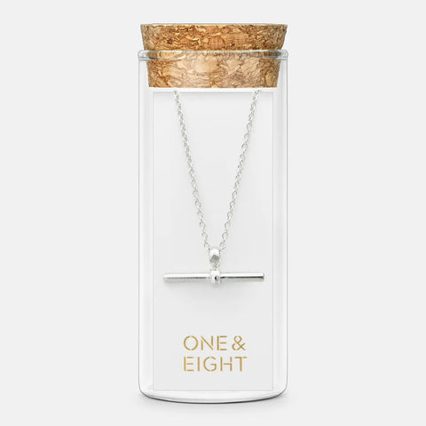 One & Eight Silver T-Bar Necklace