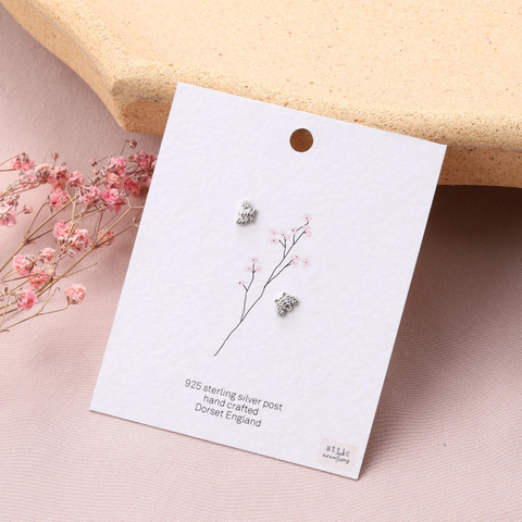 Silver Little Bee Stud Earrings 