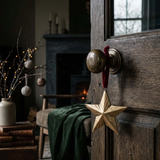 Small Gold Hanging Star Decoration with Red Ribbon