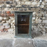 Small Vintage Indian Pale Blue Painted Wall Cupboard Front 1