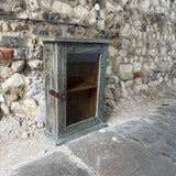 Small Vintage Indian Pale Blue Painted Wall Cupboard Left