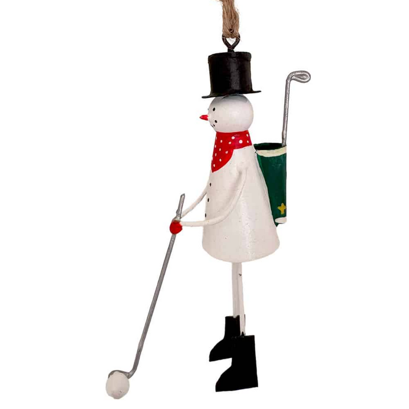 Snowman playing golf