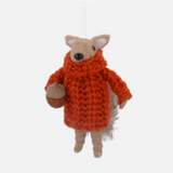 Squirrel in Orange Jumper Felt Decoration A