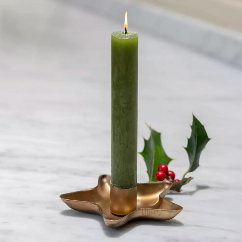 Star Candle Holder Antique Gold 