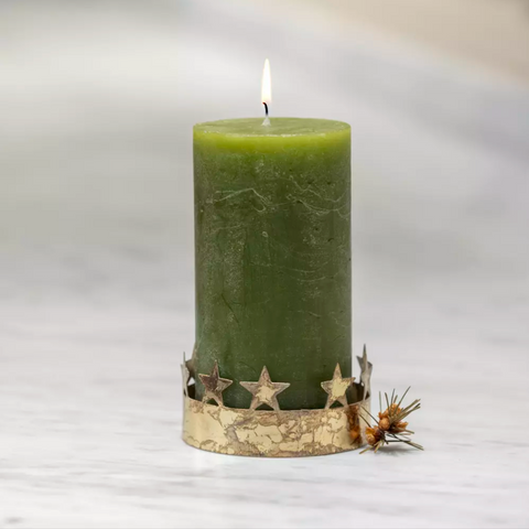 Star Pillar Candle Voltive Antique gold grand illusions 