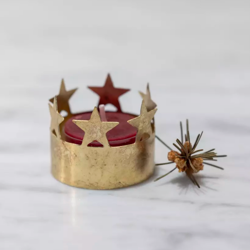 Star Tealight Votive antique gold candle holder 