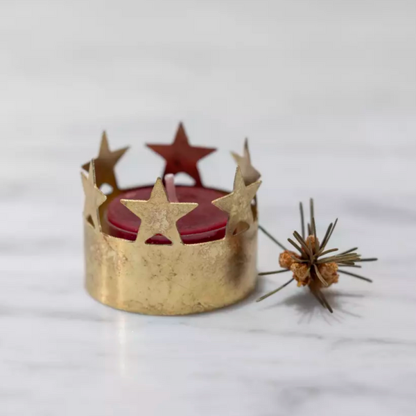 Star Tealight Votive antique gold candle holder 