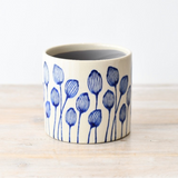 Stoneware Blue Leaf Planter