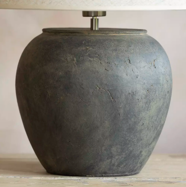 Stoneware Lamp Vesuvio With Cream Shade Close