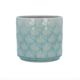 Stoneware Pot Cover Blue Shells