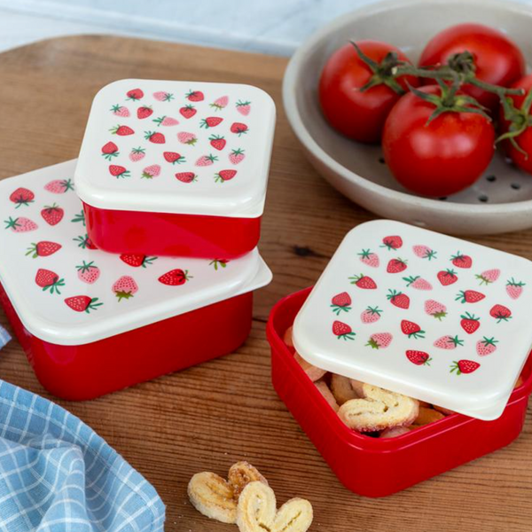 Strawberry Set of 3 Snack Boxes - Open