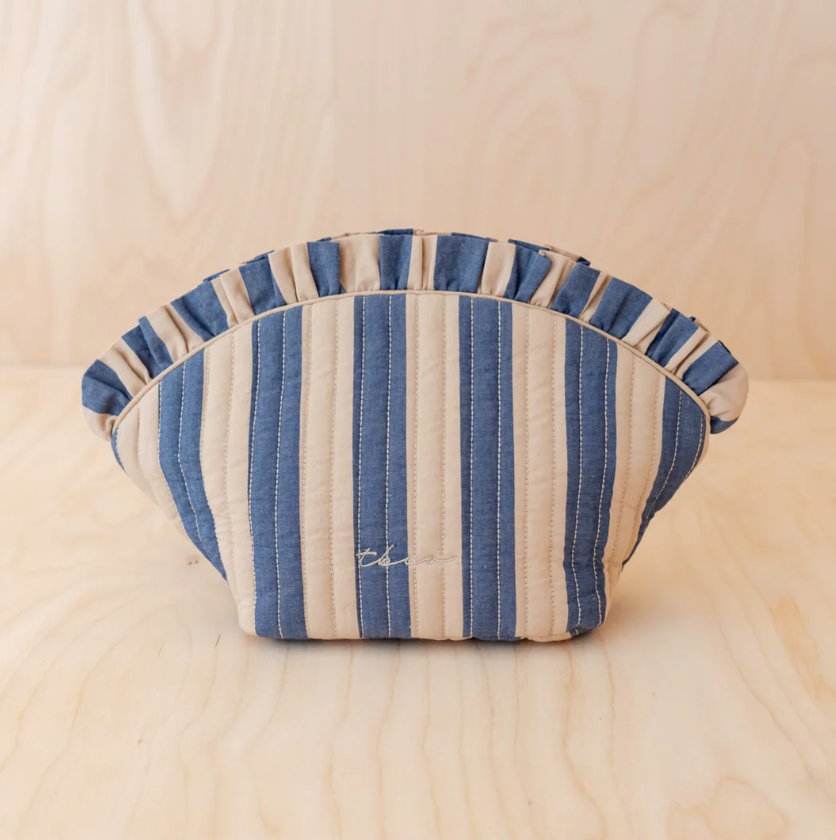 TBCO Crescent Wash Bag - Blue and Cream Stripes