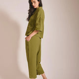 TBCo Cropped Cotton Pyjama Set Green