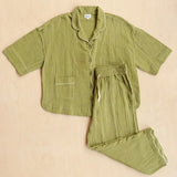 TBCo Cropped Cotton Pyjama Set Green