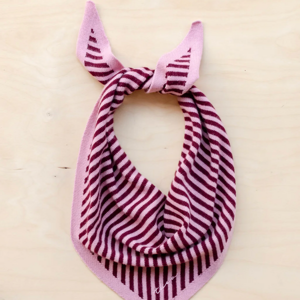 TBCo Merino Wool Triangle Scarf - Pink Stripe