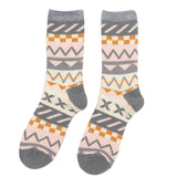 Fluffy Fairisle Socks - Grey