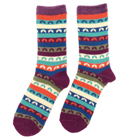Fluffy Striped Socks - Purple