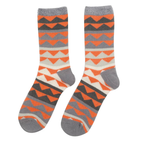 Fluffy Triangles Socks - Grey