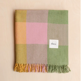 Tbco Lambswool Blanket in Green Block Check folded
