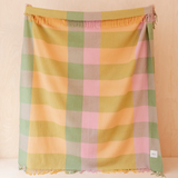 Tbco Lambswool Blanket in Green Block Check full photo