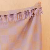 Tbco Lambswool Blanket in LIlac and Coffee Check
