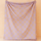 Tbco Lambswool Blanket in LIlac and Coffee Check full