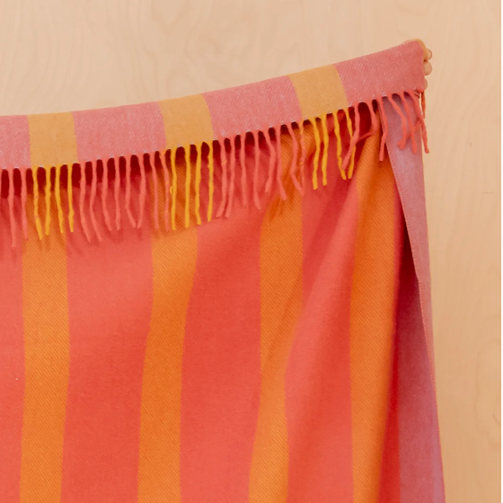 Tbco Lambswool Blanket in Orange Frame Check
