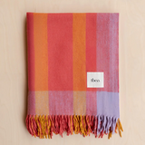 Tbco Lambswool Blanket in Orange Frame Check folded