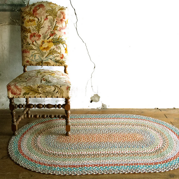 The Braided Rug Company Carnival Oval Jute Rug - Situ