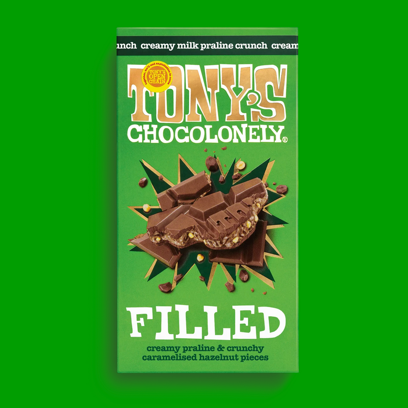Tony's Chocolonely Filled - Creamy Praline and Crunchy Caramelised Hazelnut