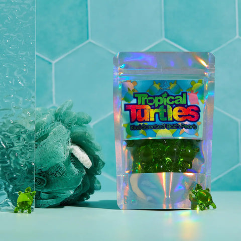 Tropical Turtles. 15 Kiwi Scented, Turtle Shaped Bath Pearls