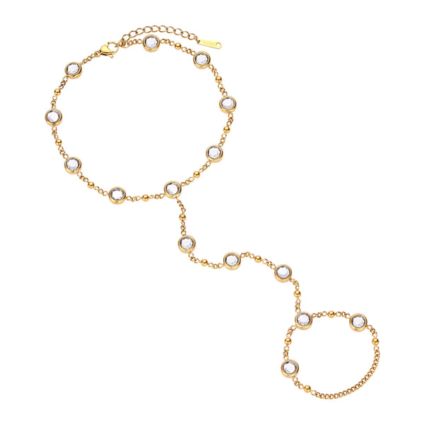 Bijoux De Mimi Tshenolo Multi Hand Chain Gold Crystal