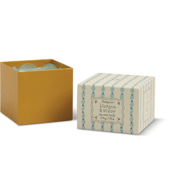 	
Tulip 5.5oz/155g Blue and Ochre Glass Candle - Wisteria & Willow Box