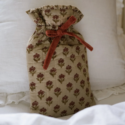 Meanwhile Hot Water Bottle - Blockprint Tulip