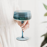 Twist Champagne Coupe Glass - Blue or Green (Close Up)