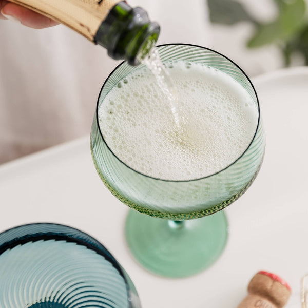 Twist Champagne Coupe Glass - Blue or Green (Closer)