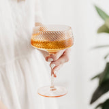 Twist Champagne Coupe Glass - Pink or Peach (Close Up)
