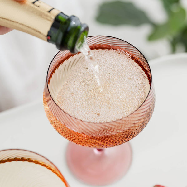 Twist Champagne Coupe Glass - Pink or Peach (Closer)